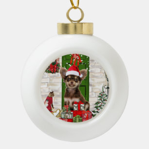 Chihuahua Weihnachten Keramik Kugel-Ornament