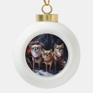Chihuahua Weihnachten Keramik Kugel-Ornament