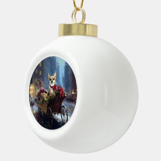 Chihuahua Weihnachten Keramik Kugel-Ornament (Rechts)