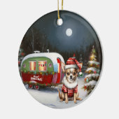 Chihuahua Weihnachten Keramik Ornament (Links)