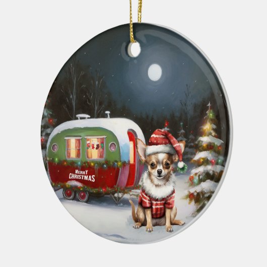Chihuahua Weihnachten Keramik Ornament (Links)