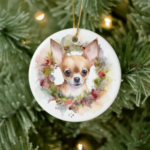Chihuahua Weihnachten Keramik Ornament