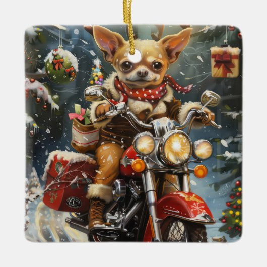Chihuahua Weihnachten Keramikornament (Vorderseite)