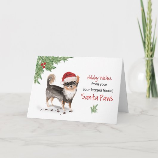 Chihuahua Weihnachten lang Haare Weihnachten Von H Karte (Vorderseite)