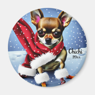 Chihuahua Weihnachten, Santa Dog Magnet