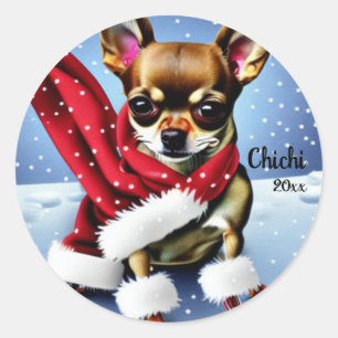 Chihuahua Weihnachten, Santa Dog Runder Aufkleber