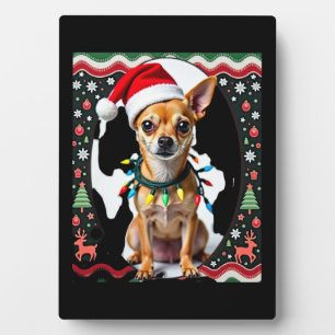 Chihuahua Weihnachten Santa hässlicher Pullover Hu Fotoplatte
