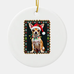 Chihuahua Weihnachten Santa hässlicher Pullover Hu Keramik Ornament