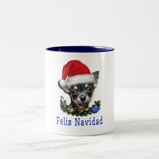 Chihuahua Weihnachten Zweifarbige Tasse (Mittel)