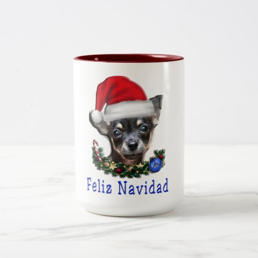 Chihuahua Weihnachten Zweifarbige Tasse (Mittel)