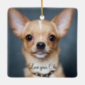 Chihuahua Weihnachts-Ornament-Platz-Foto Keramikornament (Rückseite)