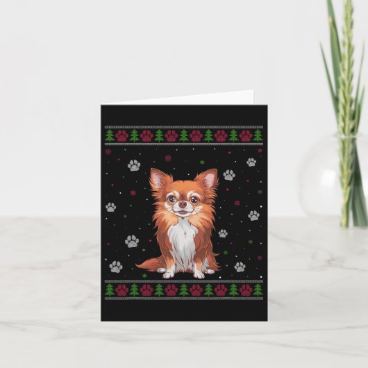 Chihuahua Weihnachts-Sweater Xmas Haustier Tier Hu Karte (Vorderseite)