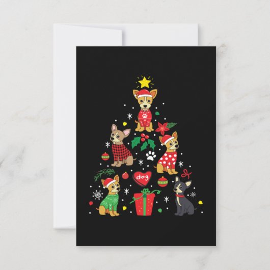 Chihuahua Weihnachtsbaum Dankeskarte (Vorderseite)