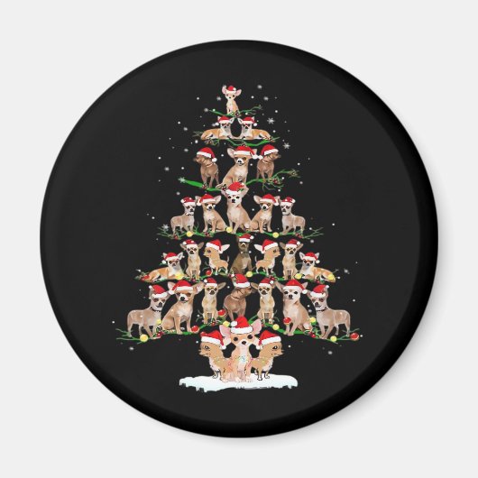 Chihuahua Weihnachtsbaum Funny T-Shirt Xmas Chihua Magnet (Vorne)