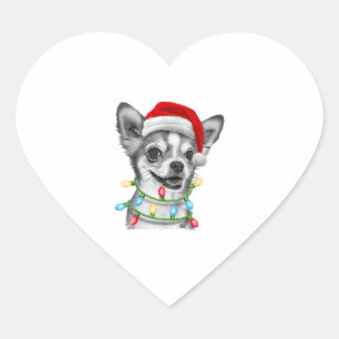 Chihuahua Weihnachtsbaum Lichter Weihnachten Weihn Herz-Aufkleber