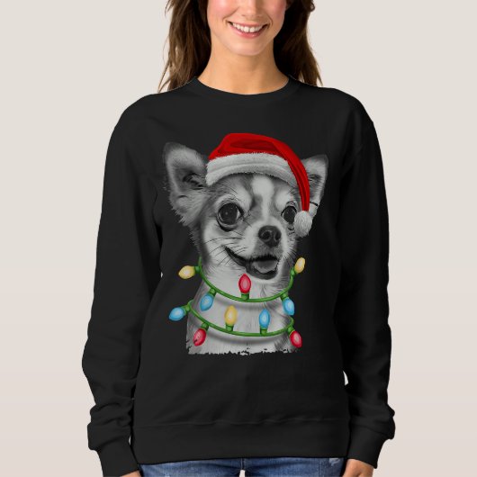 Chihuahua Weihnachtsbaum Lichter Weihnachten Weihn Sweatshirt (Vorderseite)