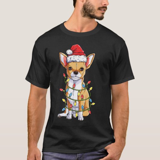 Chihuahua Weihnachtsbaum Lichter Weihnachten Weihn T-Shirt (Vorderseite)