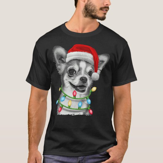 Chihuahua Weihnachtsbaum Lichter Xmas T-Shirt (Vorderseite)