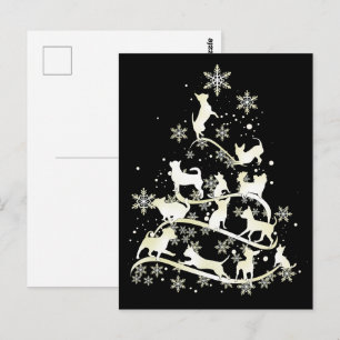 Chihuahua Weihnachtsbaum Schneeflocken Frohe Weihn Postkarte