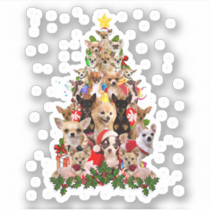 Chihuahua Weihnachtsbaum Xmas für Chihuahua Hunde  Aufkleber