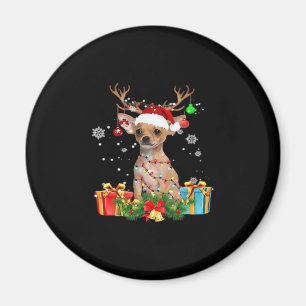 Chihuahua Weihnachtsbeleuchtung Santa Oversified T Magnet
