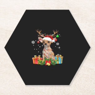 Chihuahua Weihnachtsbeleuchtung Santa Oversified T Untersetzer