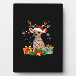 Chihuahua Weihnachtsbeleuchtung Santa Übergrößen T Fotoplatte