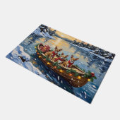 Chihuahua-Weihnachtsboot-Feiertag Fußmatte (Schrägansicht)
