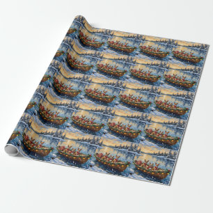Chihuahua-Weihnachtsboot-Feiertag Geschenkpapier
