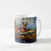 Chihuahua-Weihnachtsboot-Feiertag Kaffeetasse (VorderseiteRechts)