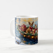 Chihuahua-Weihnachtsboot-Feiertag Kaffeetasse (Vorderseite Links)