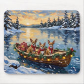 Chihuahua-Weihnachtsboot-Feiertag Mousepad (Vorne)