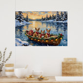 Chihuahua-Weihnachtsboot-Feiertag Poster (Küche)