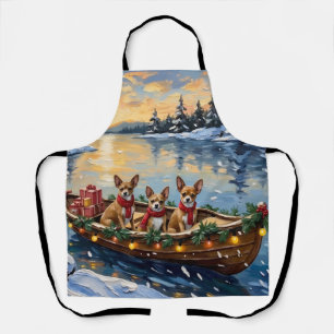 Chihuahua-Weihnachtsboot-Feiertag Schürze