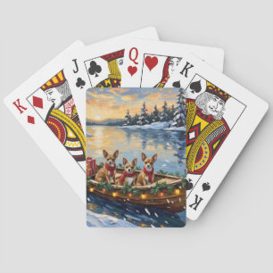 Chihuahua-Weihnachtsboot-Feiertag Spielkarten