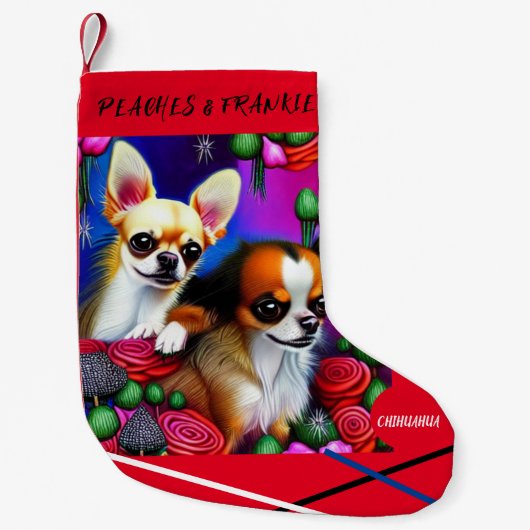 CHIHUAHUA Weihnachtsfest mit Namen. Kleiner Weihnachtsstrumpf (Vorderseite)