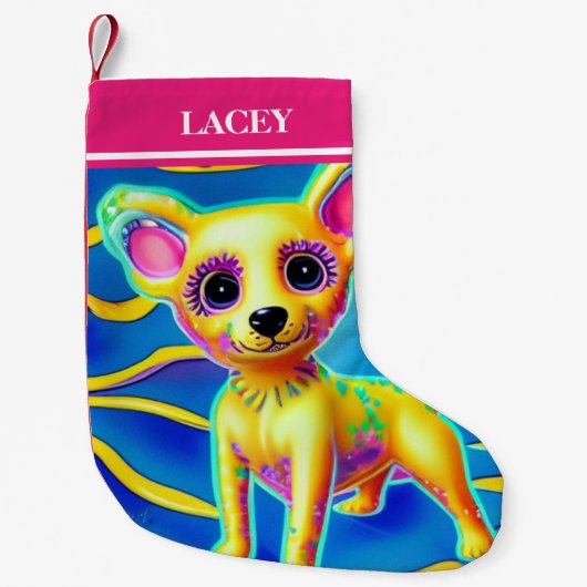 CHIHUAHUA Weihnachtsfest mit Namen. Kleiner Weihnachtsstrumpf (Vorderseite)