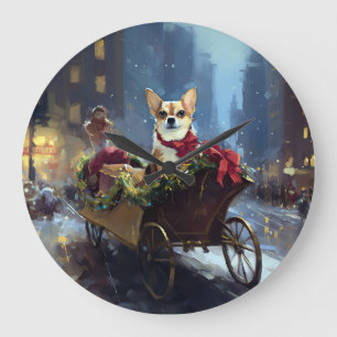 Chihuahua Weihnachtsfest Saison Große Wanduhr