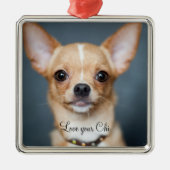 Chihuahua Weihnachtsgeschmuck Metal hinzufügen Silbernes Ornament (Vorne)