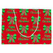 Chihuahua Weihnachtshund & Grüner Bow Große Gesche Geschenktüte (Rückseite)