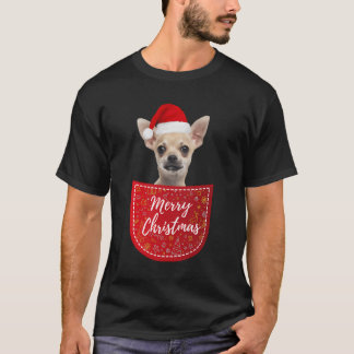 Chihuahua Weihnachtshund in der Tasche T-Shirt
