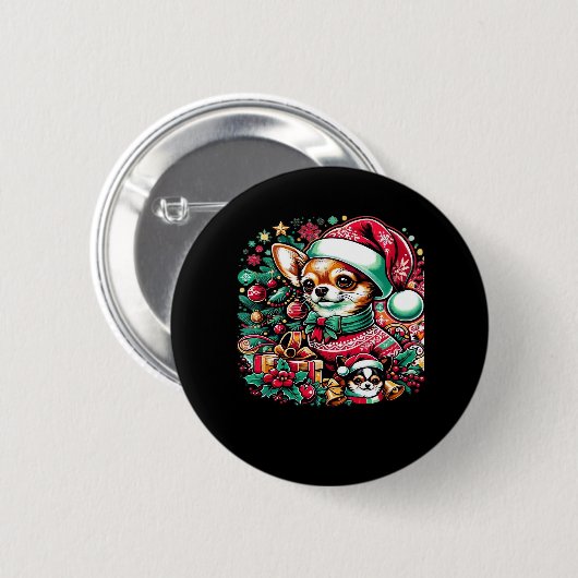 Chihuahua Weihnachtsjubeln! Klassischer T - Shirt Button (Vorne & Hinten)