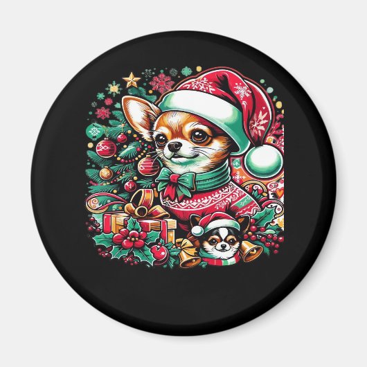 Chihuahua Weihnachtsjubeln! Klassischer T - Shirt Magnet (Vorne)