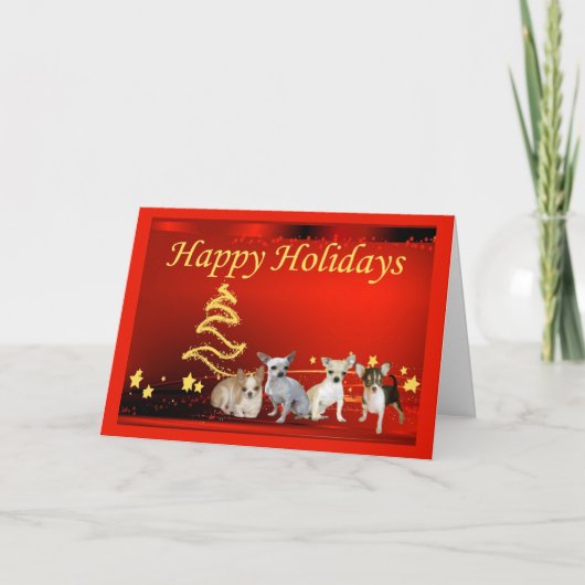 Chihuahua Weihnachtskartenstars Feiertagskarte (Vorderseite)