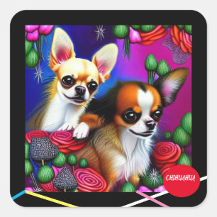 CHIHUAHUA Weihnachtskleber Quadratischer Aufkleber