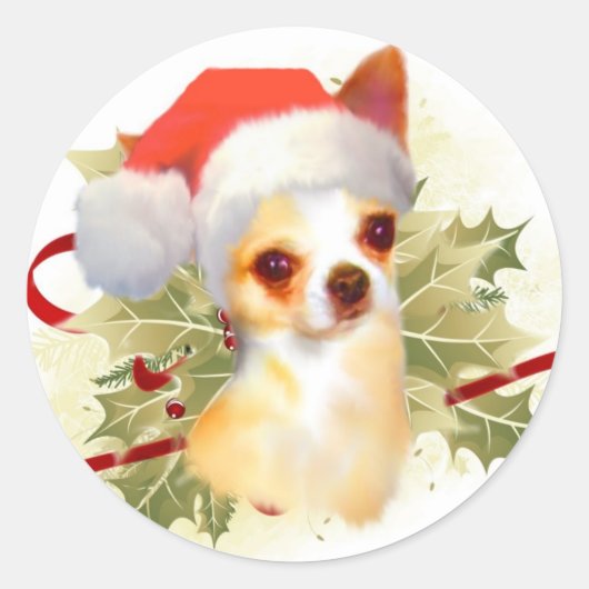 Chihuahua Weihnachtskleber Runder Aufkleber (Vorderseite)