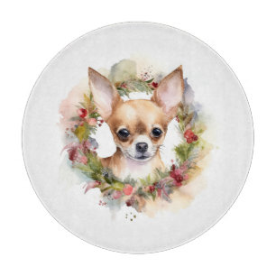 Chihuahua-Weihnachtskranz Festlicher Hund Schneidebrett