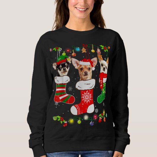 Chihuahua Weihnachtsleuchten Geschenk Funny Xmas D Sweatshirt (Vorderseite)