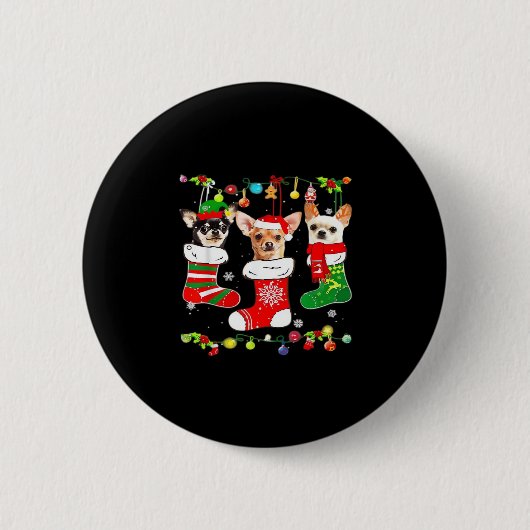 Chihuahua Weihnachtslicht Xmas Dog Classic T-Shir Button (Vorderseite)