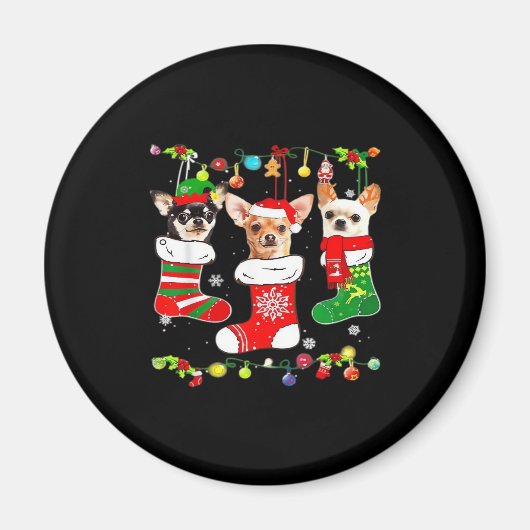 Chihuahua Weihnachtslicht Xmas Dog Classic T-Shir Magnet (Vorne)